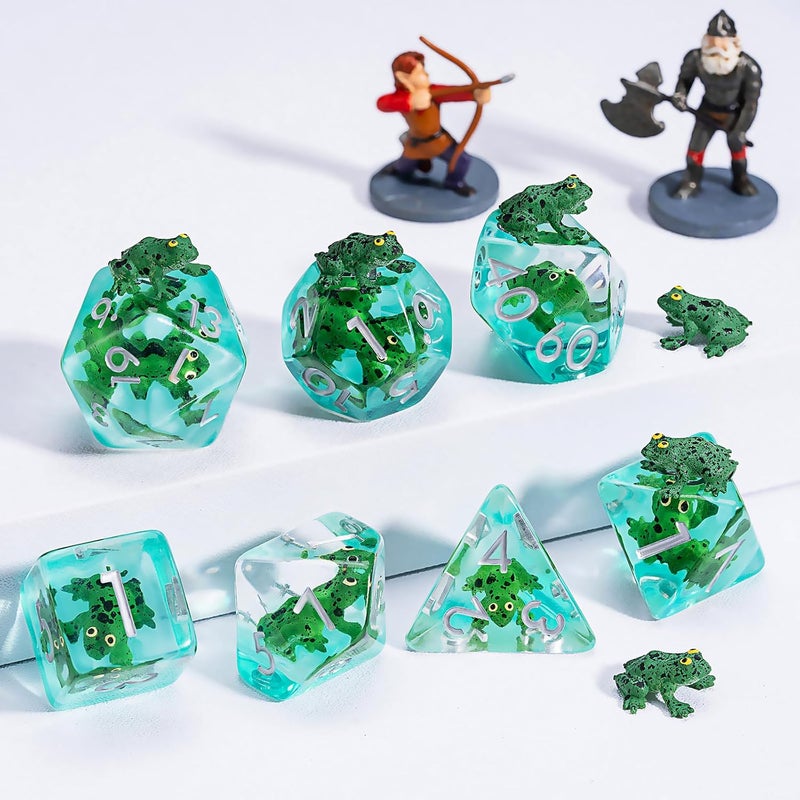 weyano DND Resin Frog Dice Set, Animal Polyhedral Dice for Dungeons and Dragons, RPG, MTG D&D 7-DIE (D4, D6, D8, D10, D12, D20, D%) for Ages 15 and Up - Image 4
